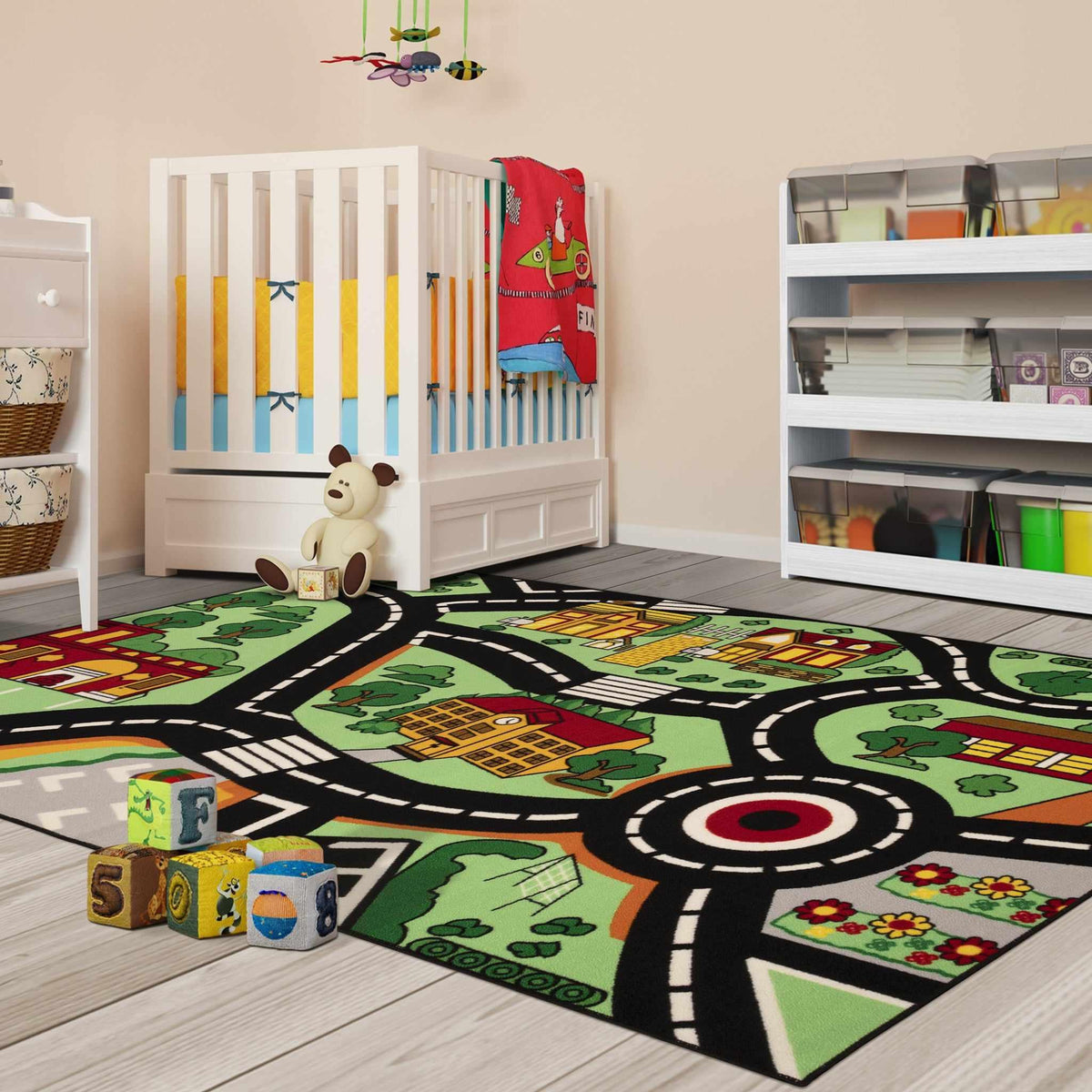City-Cruising Non-Slip Washable Kids Indoor Area Rug or Runner