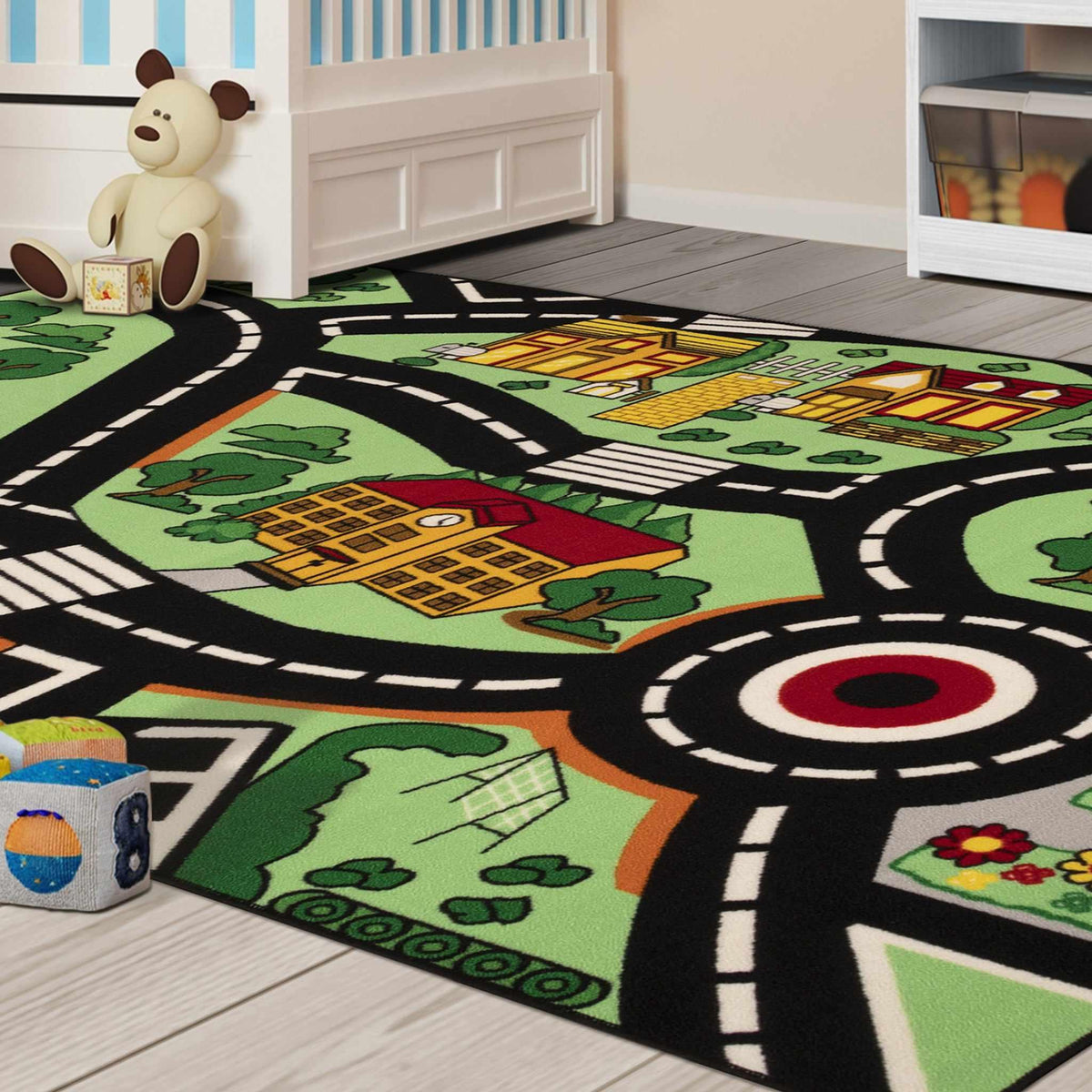 City-Cruising Non-Slip Washable Kids Indoor Area Rug or Runner