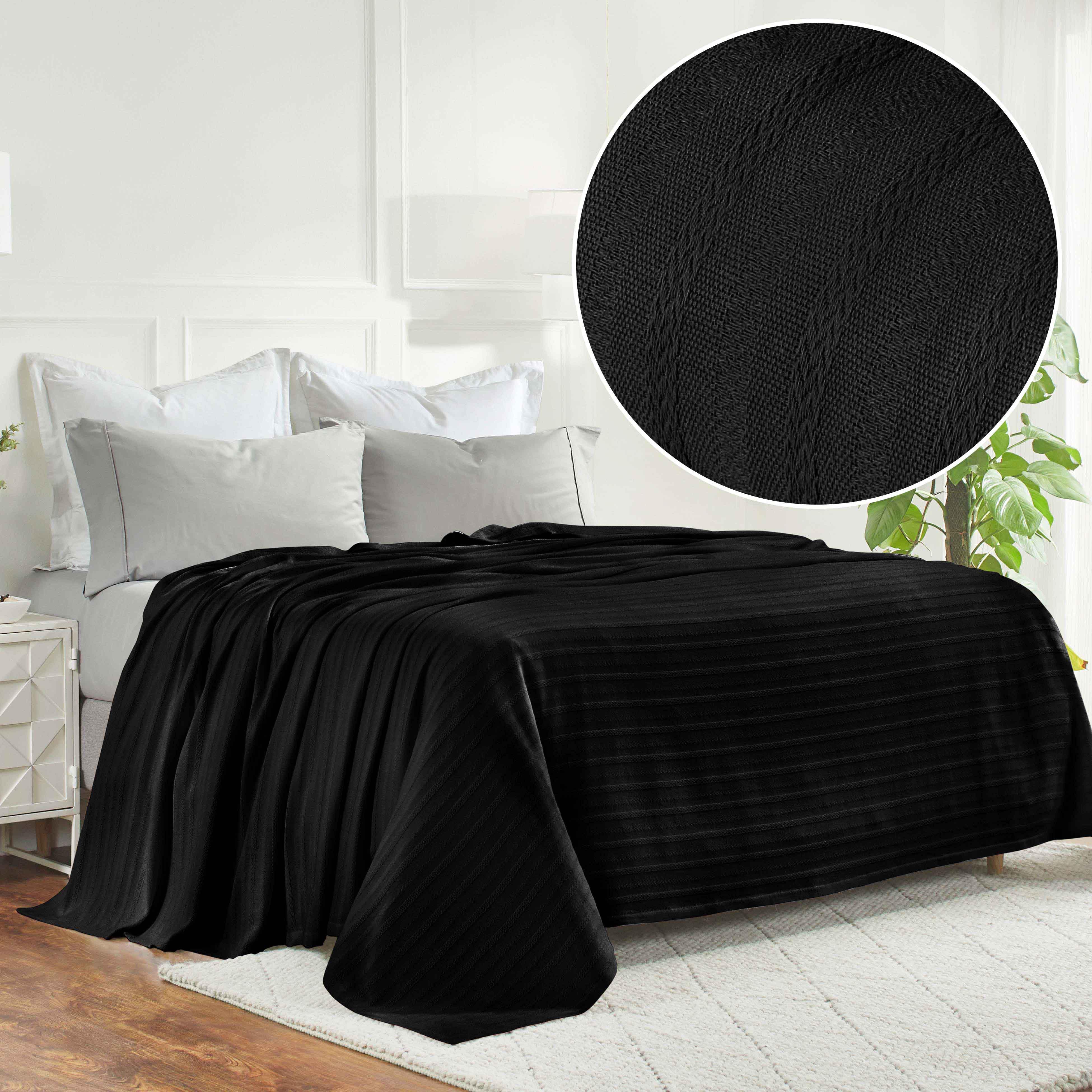 Clara Cotton Textured Jacquard Striped Lightweight Woven Blanket