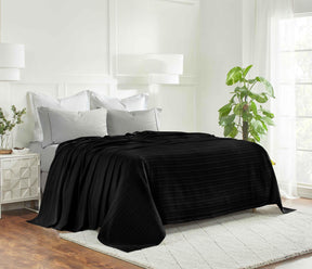 Clara Cotton Textured Jacquard Striped Lightweight Woven Blanket