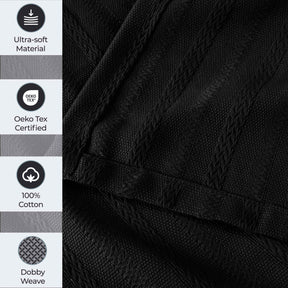 Clara Cotton Textured Jacquard Striped Lightweight Woven Blanket