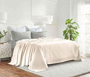 Clara Cotton Textured Jacquard Striped Lightweight Woven Blanket