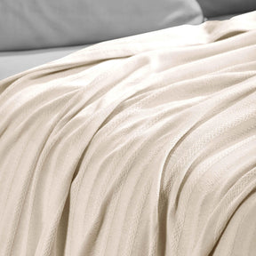 Clara Cotton Textured Jacquard Striped Lightweight Woven Blanket