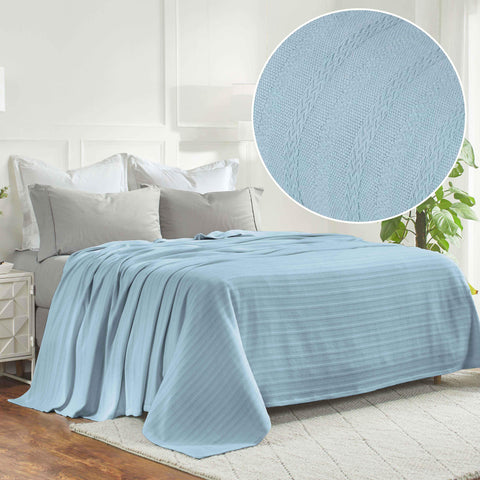 100% Cotton Woven Blanket – Clara Jacquard - All-Season Comfort
