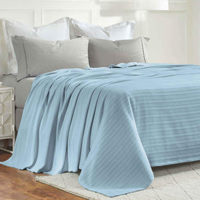 Clara Cotton Textured Jacquard Striped Lightweight Woven Blanket