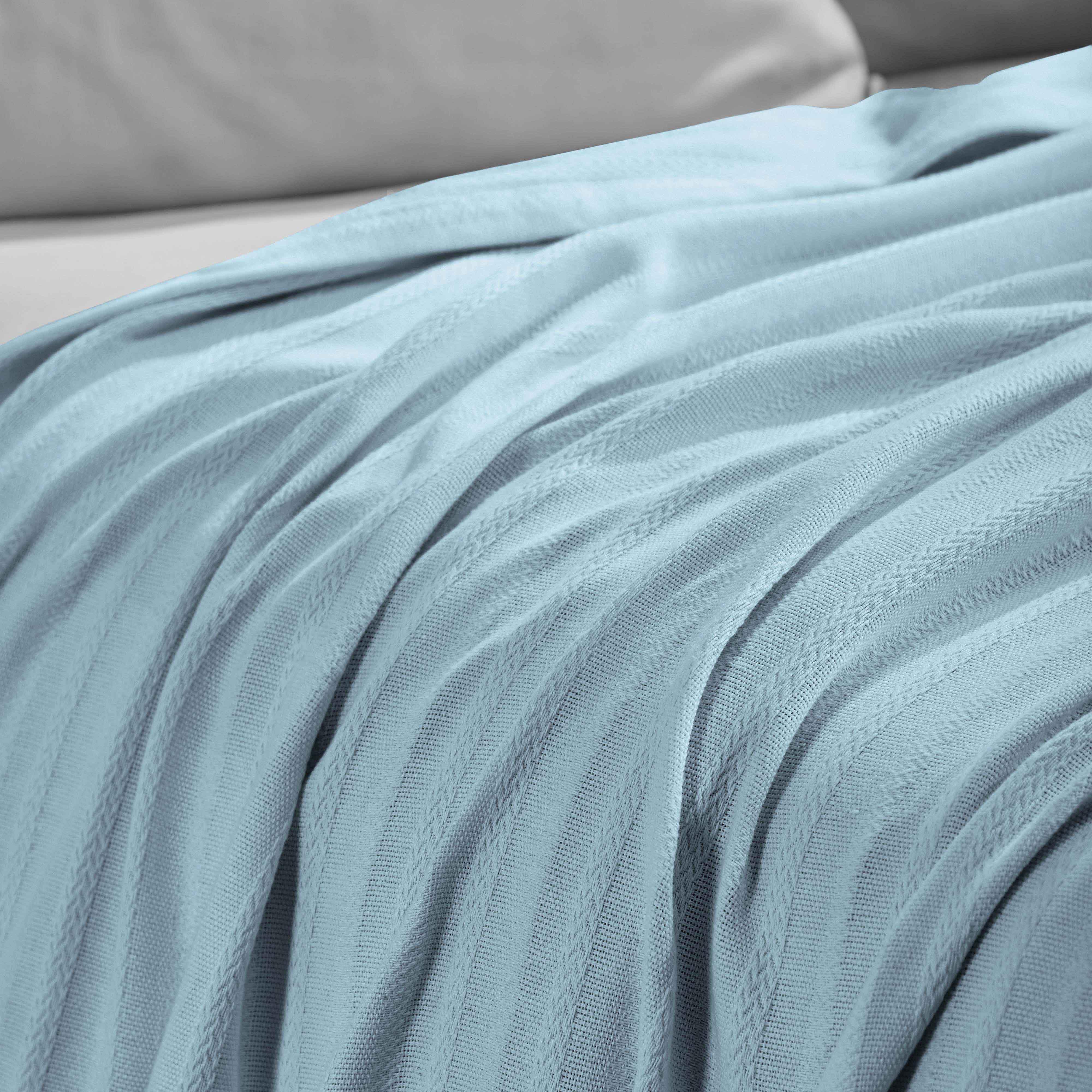 Clara Cotton Textured Jacquard Striped Lightweight Woven Blanket