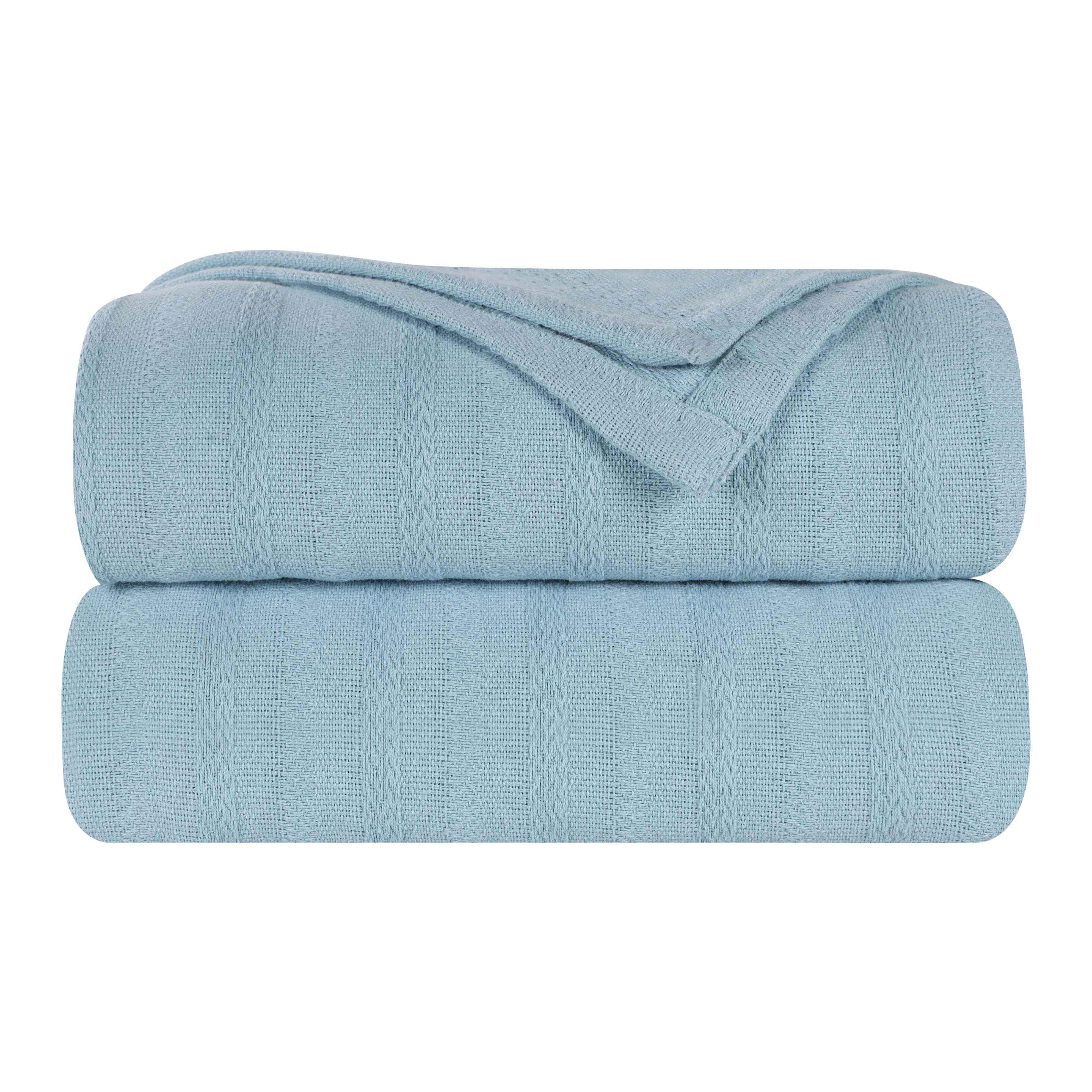 Clara Cotton Textured Jacquard Striped Lightweight Woven Blanket