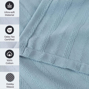 Clara Cotton Textured Jacquard Striped Lightweight Woven Blanket