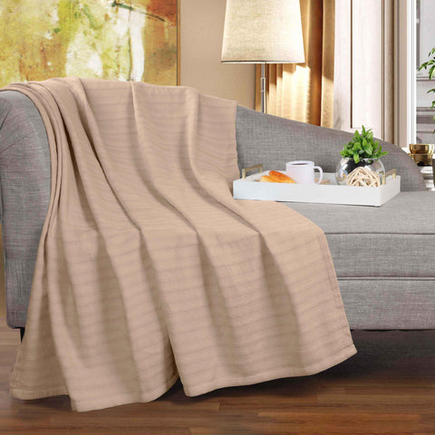 100% Cotton Woven Blanket – Clara Jacquard - All-Season Comfort