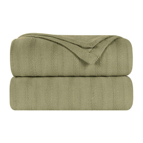 Clara Cotton Textured Jacquard Striped Lightweight Woven Blanket