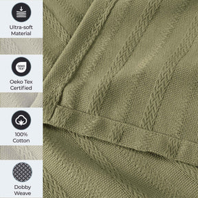 Clara Cotton Textured Jacquard Striped Lightweight Woven Blanket