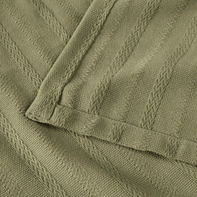 Clara Cotton Textured Jacquard Striped Lightweight Woven Blanket