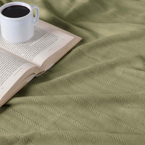 Clara Cotton Textured Jacquard Striped Lightweight Woven Blanket