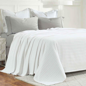 Clara Cotton Textured Jacquard Striped Lightweight Woven Blanket
