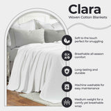 100% Cotton Woven Blanket – Clara Jacquard - All-Season Comfort