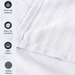 Clara Cotton Textured Jacquard Striped Lightweight Woven Blanket