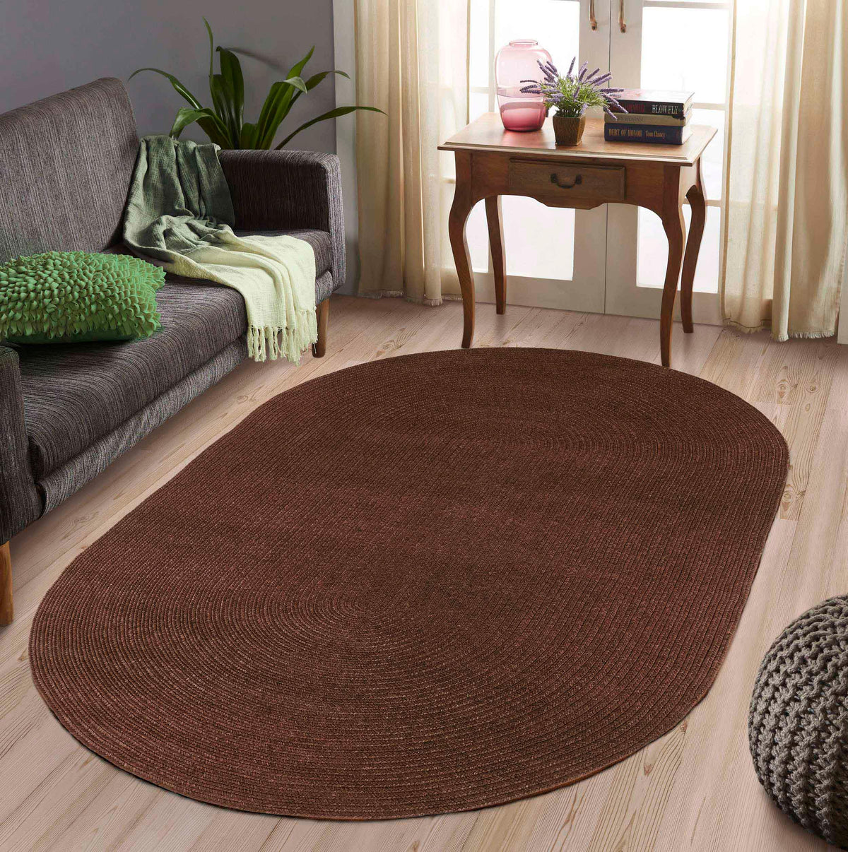 Classic Braided Weave Oval Area Rug Indoor Outdoor Rugs