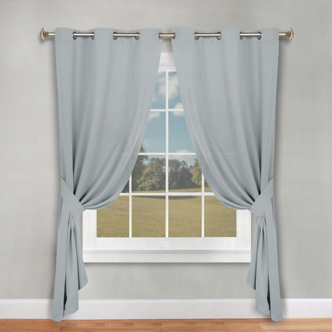 Classic Modern Solid Room Darkening Blackout Curtain Panels, Set of 2