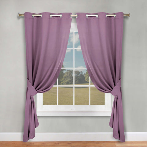 Classic Modern Solid Room Darkening Blackout Curtain Panels, Set of 2