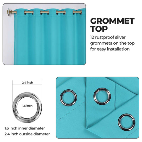 Classic Modern Solid Room Darkening Blackout Curtain Panels, Set of 2