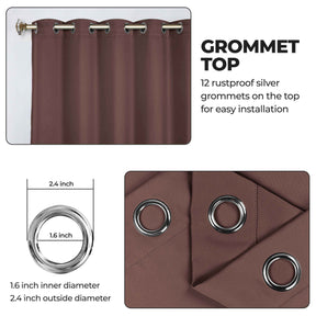 Classic Modern Solid Room Darkening Blackout Curtain Panels, Set of 2