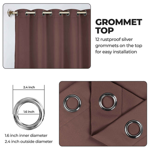 Classic Modern Solid Room Darkening Blackout Curtain Panels, Set of 2