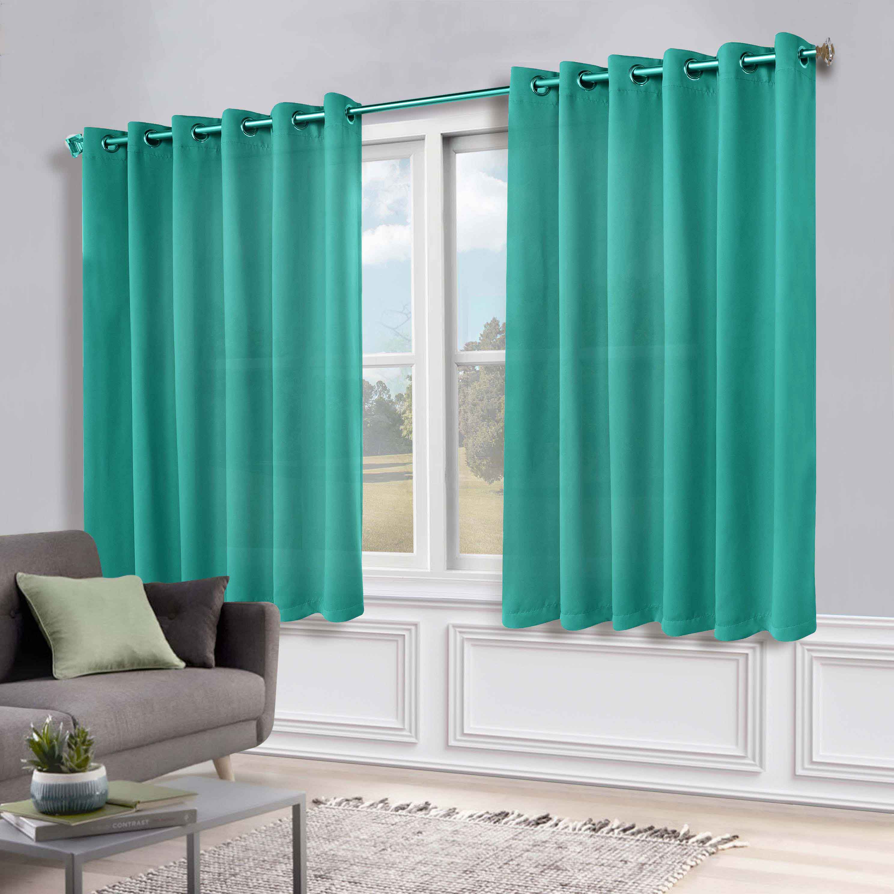 Classic Modern Solid Room Darkening Blackout Curtain Panels, Set of 2
