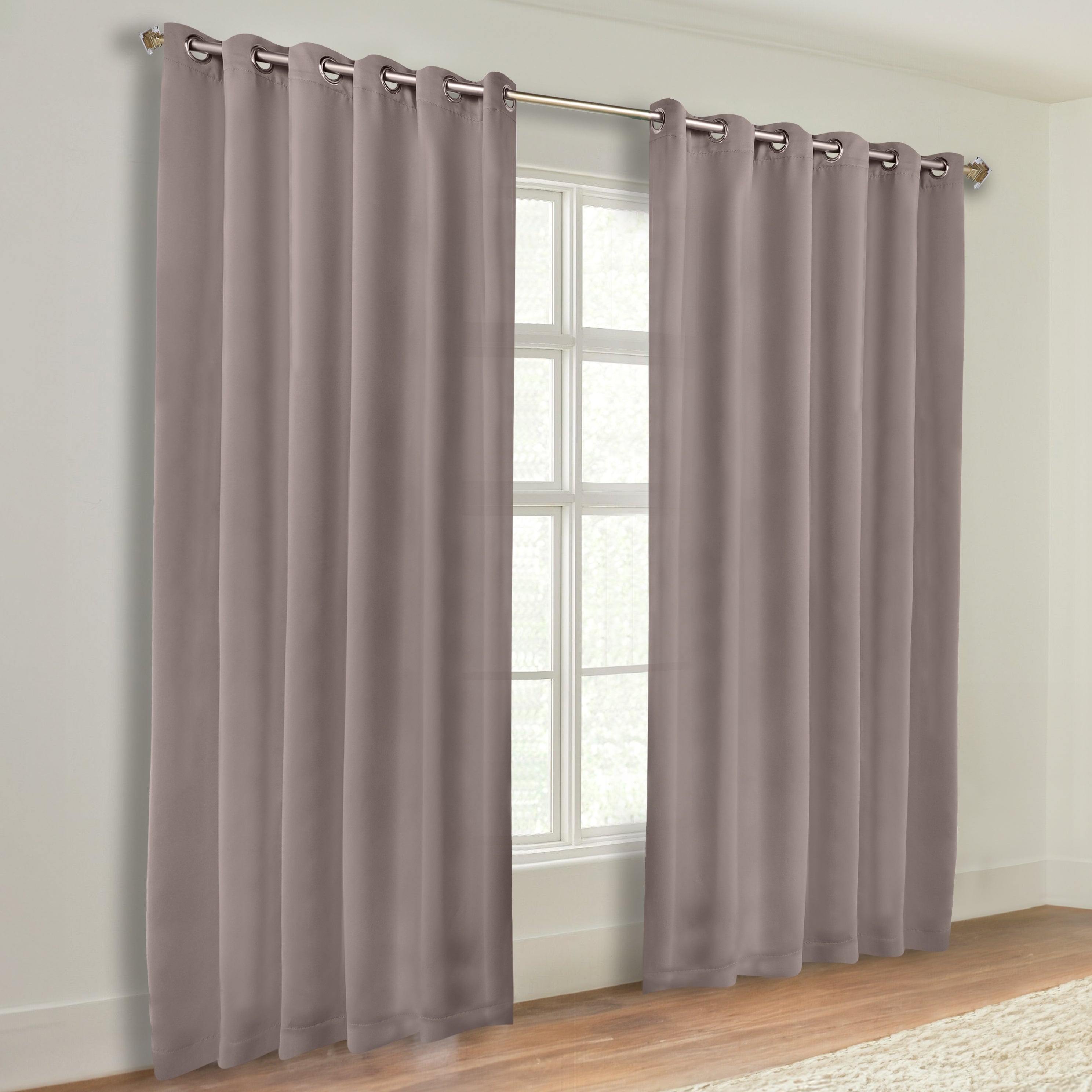 Classic Modern Solid Room Darkening Blackout Curtain Panels, Set of 2