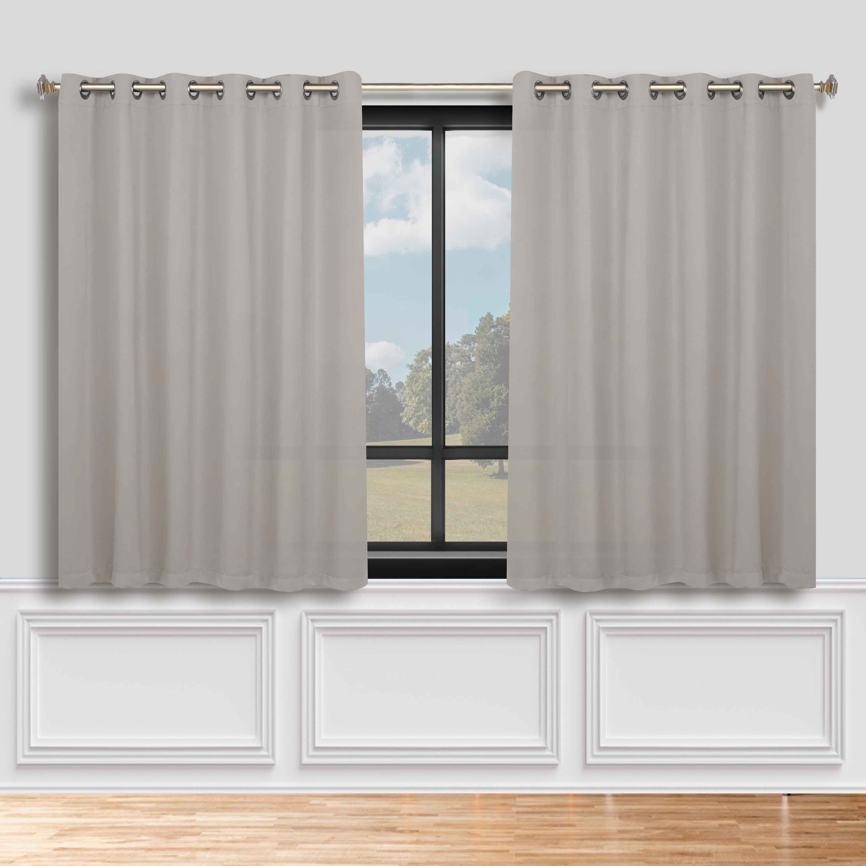 Classic Modern Solid Room Darkening Blackout Curtain Panels, Set of 2