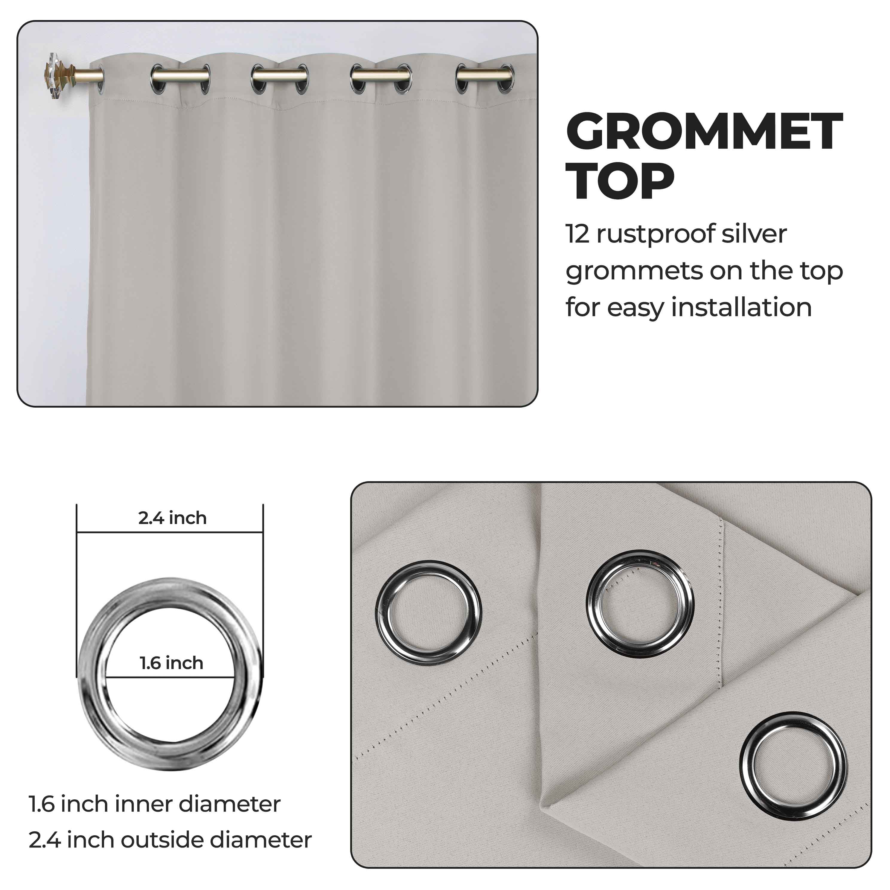 Classic Modern Solid Room Darkening Blackout Curtain Panels, Set of 2