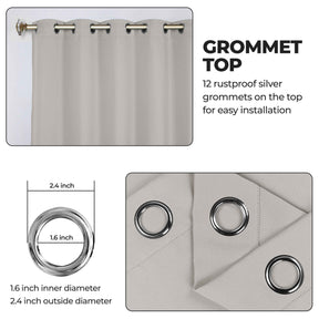 Classic Modern Solid Room Darkening Blackout Curtain Panels, Set of 2