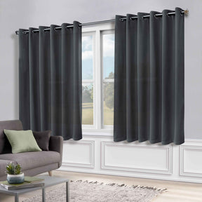 Classic Modern Solid Room Darkening Blackout Curtain Panels, Set of 2