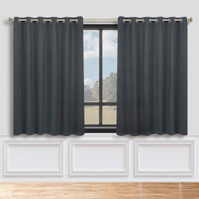 Classic Modern Solid Room Darkening Blackout Curtain Panels, Set of 2