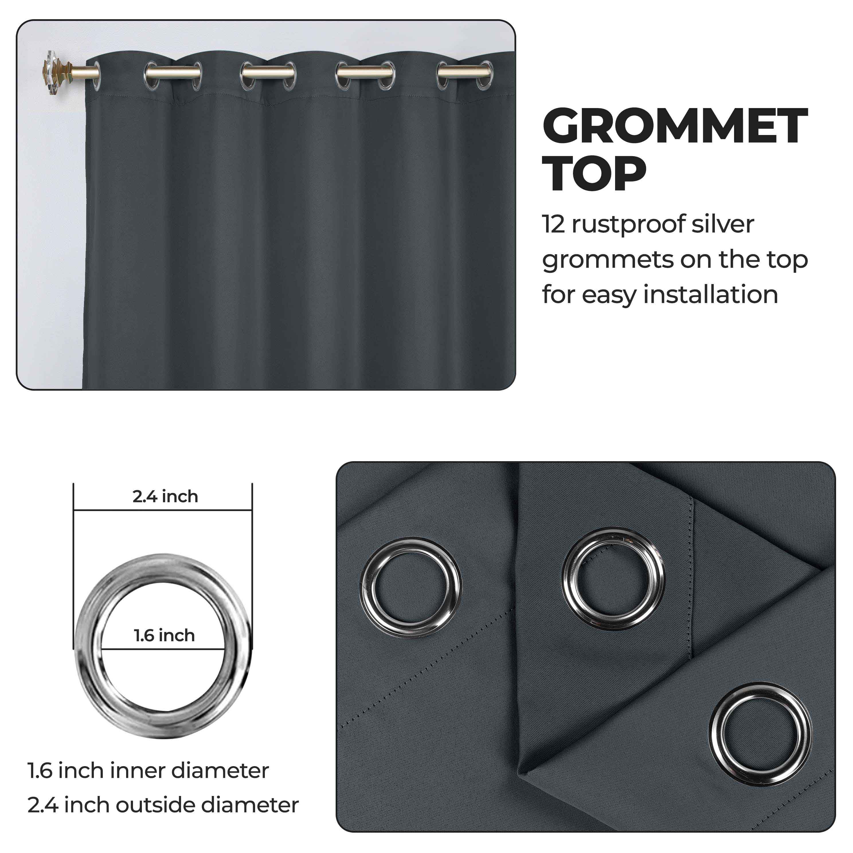 Classic Modern Solid Room Darkening Blackout Curtain Panels, Set of 2