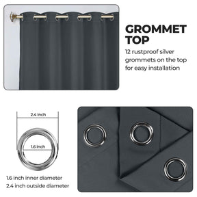 Classic Modern Solid Room Darkening Blackout Curtain Panels, Set of 2