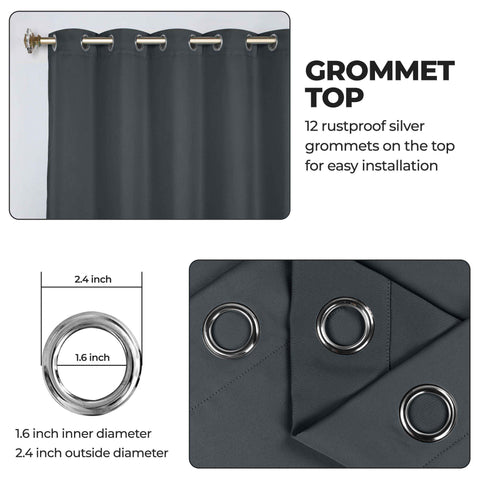 Classic Modern Solid Room Darkening Blackout Curtain Panels, Set of 2