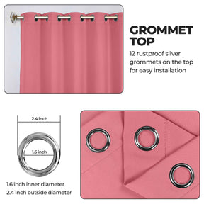 Classic Modern Solid Room Darkening Blackout Curtain Panels, Set of 2