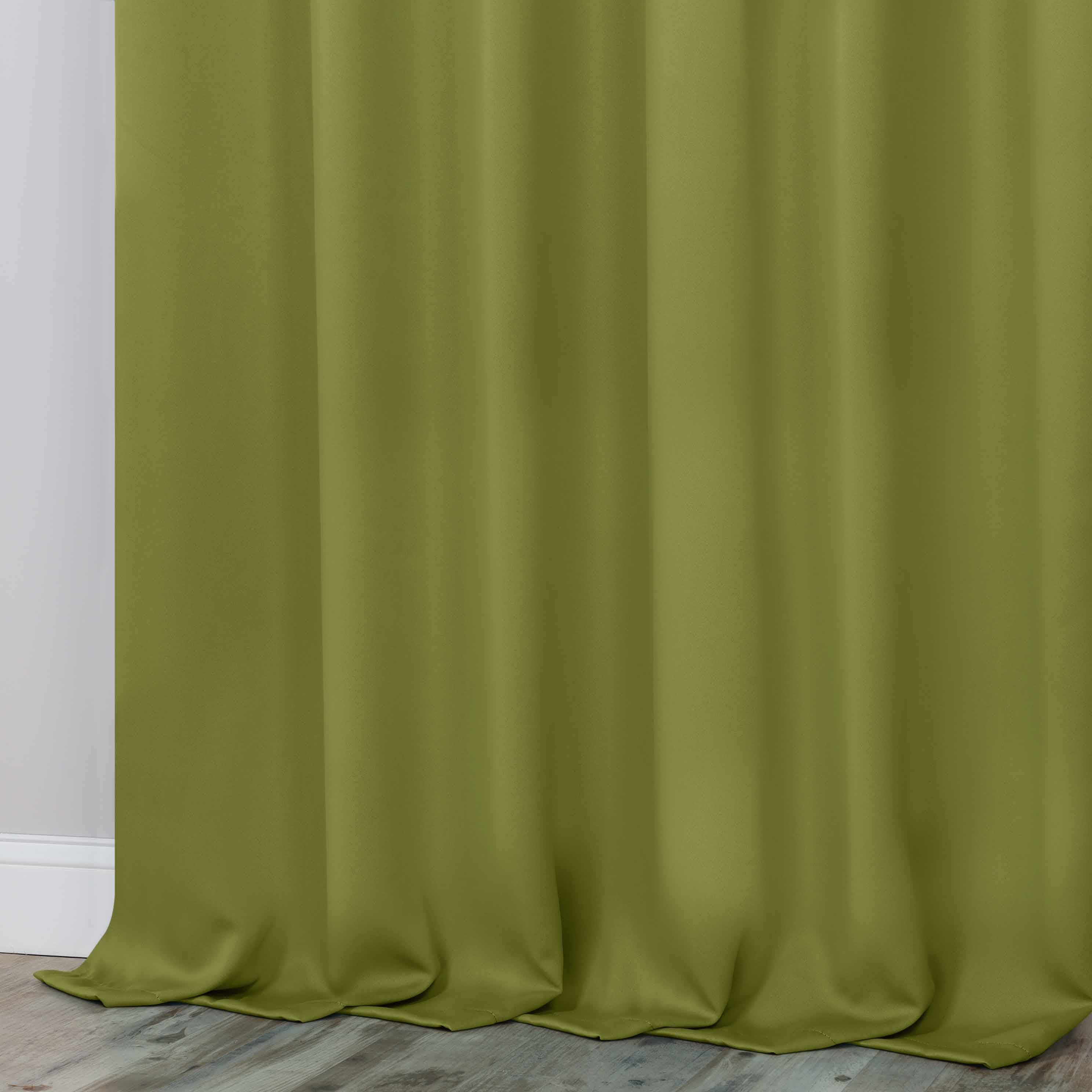 Classic Modern Solid Room Darkening Blackout Curtain Panels, Set of 2