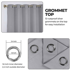 Classic Modern Solid Room Darkening Blackout Curtain Panels, Set of 2