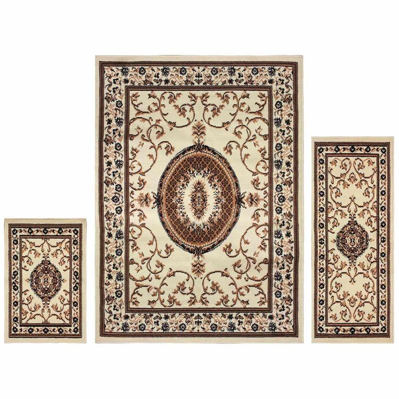 Clementina Traditional Medallion 3-Piece Area Rug Set
