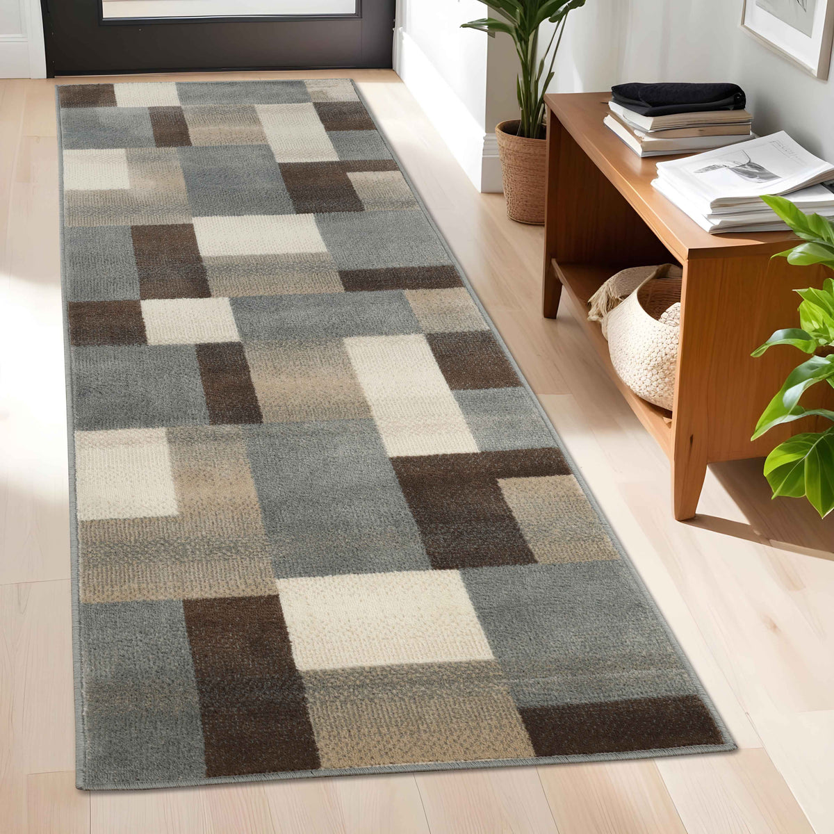Clifton Geometric Color Block Plush Indoor Area Rug or Runner Rug