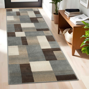 Clifton Geometric Color Block Plush Indoor Area Rug or Runner Rug