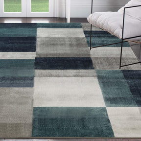 Clifton Geometric Color Block Plush Indoor Area Rug or Runner Rug