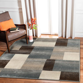 Clifton Geometric Color Block Plush Indoor Area Rug or Runner Rug