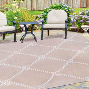 Coastal Geometric Lattice Indoor Outdoor Luxurious Area Rug