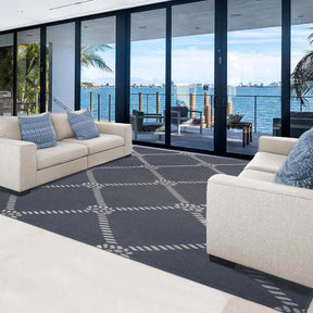 Coastal Geometric Lattice Indoor Outdoor Luxurious Area Rug