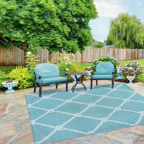 Coastal Geometric Lattice Indoor Outdoor Luxurious Area Rug