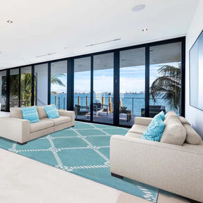 Coastal Geometric Lattice Indoor Outdoor Luxurious Area Rug