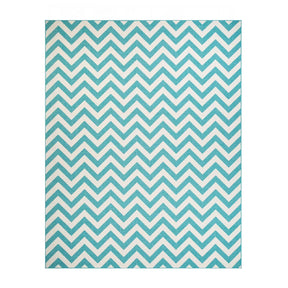 Coastal Herringbone Chevron Indoor Outdoor Area Rug