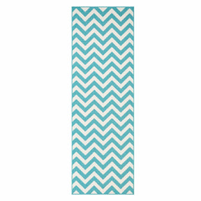 Coastal Herringbone Chevron Indoor Outdoor Area Rug